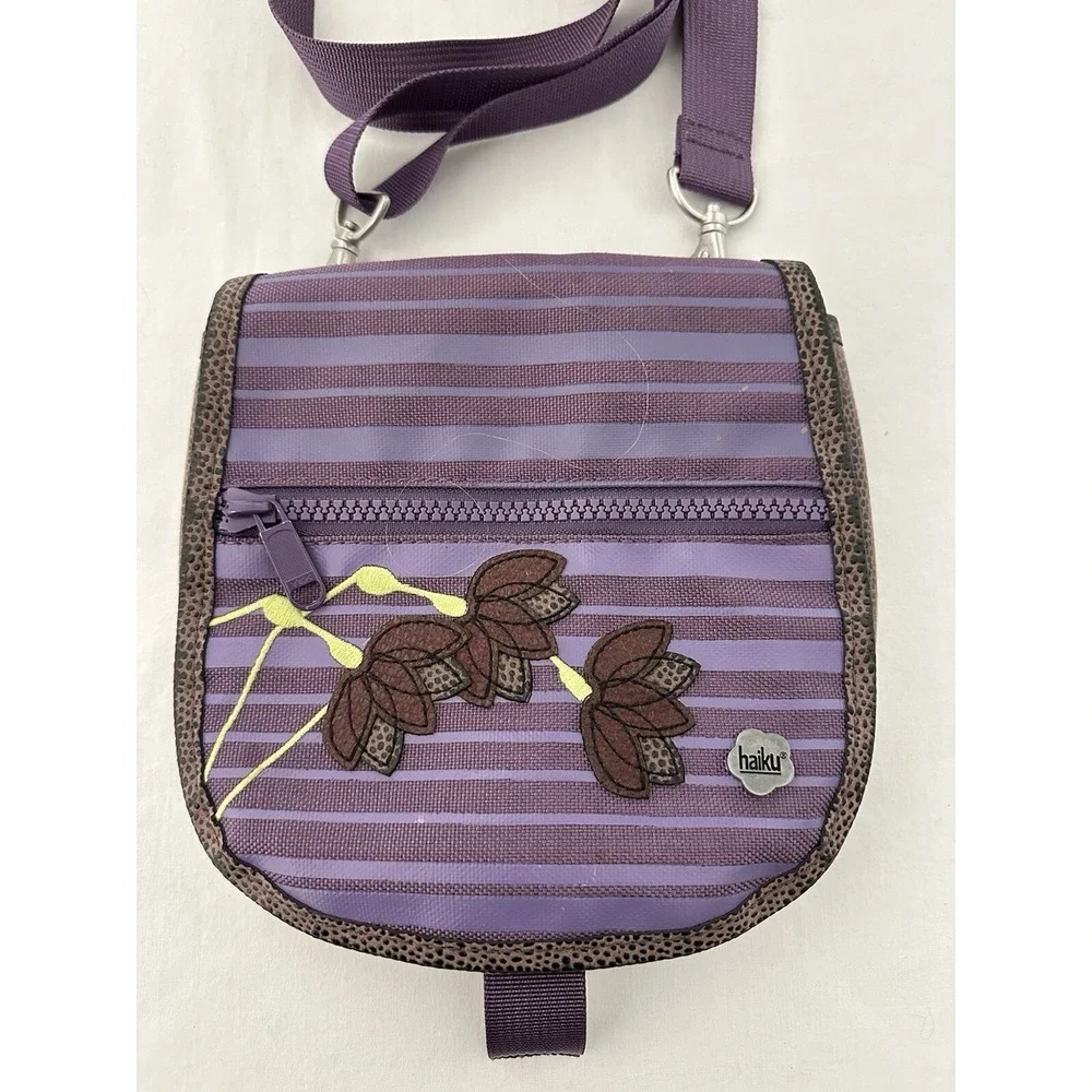 Haiku by Sharon Eisenhauer Vegan Leather Crossbody Bag Purple Travel Packable
